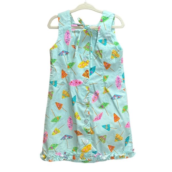 Plum Pudding Dress Youth Toddler Girls 4 Sleeveless Sundress Tropical Umbrella - Picture 4 of 9